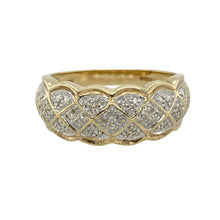 Load image into Gallery viewer, 9ct Gold &amp; Diamond Set Cross Cross Patterned Wide Band Ring
