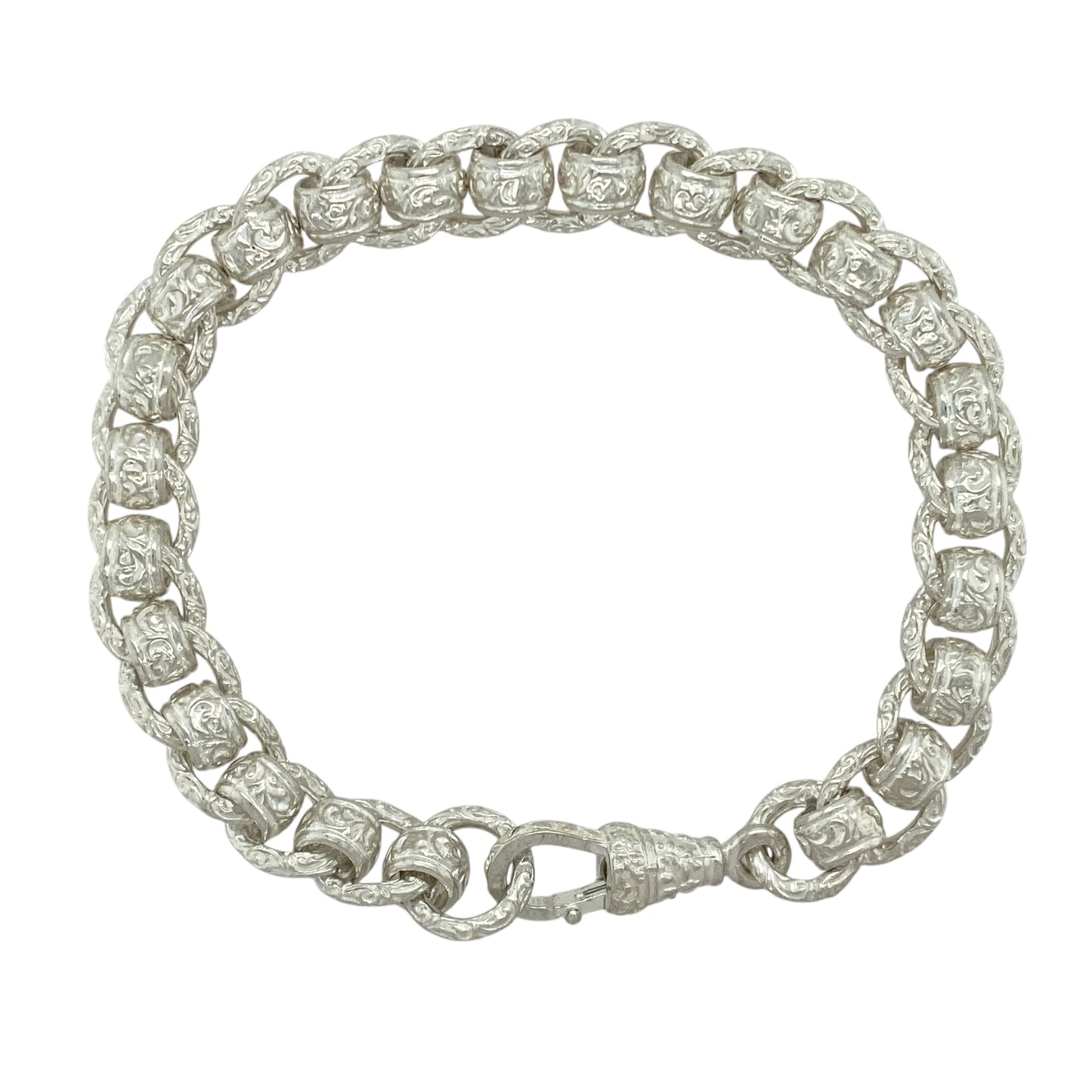 New 925 Silver 8.5" Patterned Rollerball Bracelet