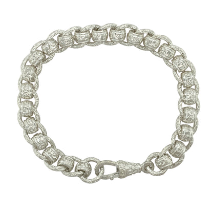 New 925 Silver 8.5" Patterned Rollerball Bracelet