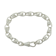 Load image into Gallery viewer, New 925 Silver 8&quot; Patterned Tulip Style Link Bracelet

