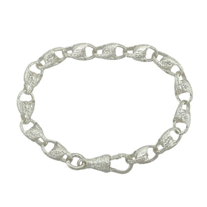 New 925 Silver 8" Patterned Tulip Style Link Bracelet