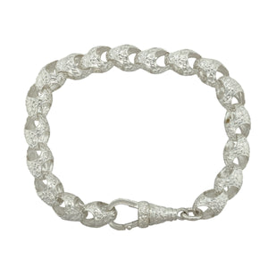 New 925 Silver 9" Patterned Tulip Style Link Bracelet