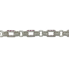 Load image into Gallery viewer, New 925 Silver 8.5&quot; Pink Cubic Zirconia Set Patterned Belcher Bracelet
