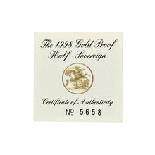Load image into Gallery viewer, 1998 22ct Gold Half Sovereign Coin
