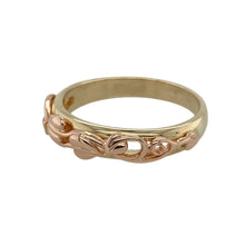 Load image into Gallery viewer, Celebrate growth, connection, and enduring beauty with this pre-owned 9ct yellow and rose gold Clogau Tree of Life band ring, blending meaningful design with timeless elegance.

Design: Features the iconic Tree of Life pattern, symbolising strength, renewal, and the interconnection of life, beautifully flowing across the front of the band.
Material: Crafted from 9-carat yellow and rose gold, incorporating rare Welsh gold, known for its rich heritage and warm, distinctive tones.

