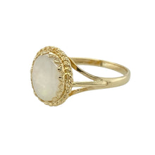 Load image into Gallery viewer, Bring iridescent beauty to your collection with this pre-owned 9ct yellow gold and opalique set ring, offering soft colour play and classic styling in a delicate design—perfect for everyday elegance or thoughtful gifting.

Design: The ring features an oval-shaped opalique stone that displays subtle flashes of colour, creating a graceful and eye-catching centrepiece.
Material: Made from 9-carat yellow gold, the polished finish complements the stone’s shimmering tones and adds warmth to the overall look.
