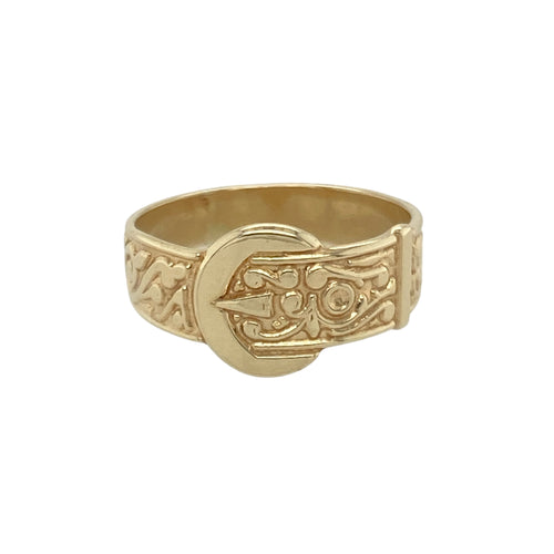 9ct Gold Patterned Children's Buckle Ring