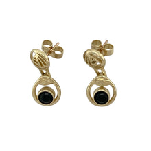 Load image into Gallery viewer, 9ct Gold &amp; Onyx Set Mackintosh Style Drop Earrings
