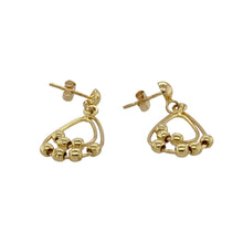 Load image into Gallery viewer, Bring graceful movement and elegant texture to your collection with these pre-owned 9ct yellow gold double loop beaded teardrop drop earrings, offering timeless style with a delicate twist—perfect for day-to-night wear or special occasions.

Design: Each earring features a double teardrop loop design with fine beaded detailing, creating subtle texture and fluid shape for a soft, eye-catching finish.

