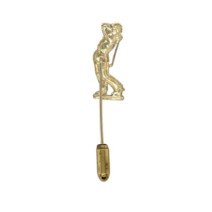 Bring sporty charm and refined detail to your collection with this pre-owned 9ct gold golfer tie pin, featuring a dynamic design of a person swinging a golf club—perfect for golf enthusiasts or as a unique formal accessory.

Design: The tie pin showcases a detailed figure mid-swing with a golf club, capturing movement and passion for the game in miniature form.
