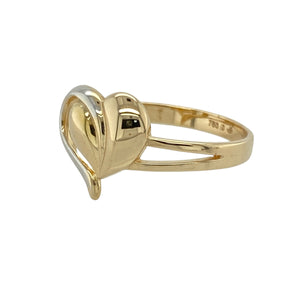 Bring natural beauty and elegant contrast to your collection with this pre-owned 18ct yellow and white gold heart-shaped leaf ring, featuring delicate design and two-tone detail—perfect for romantic gifting or everyday sophistication.

Design: The ring features an 11mm high heart-shaped leaf motif at the front, blending yellow and white gold for a soft, organic look with gentle contrast.