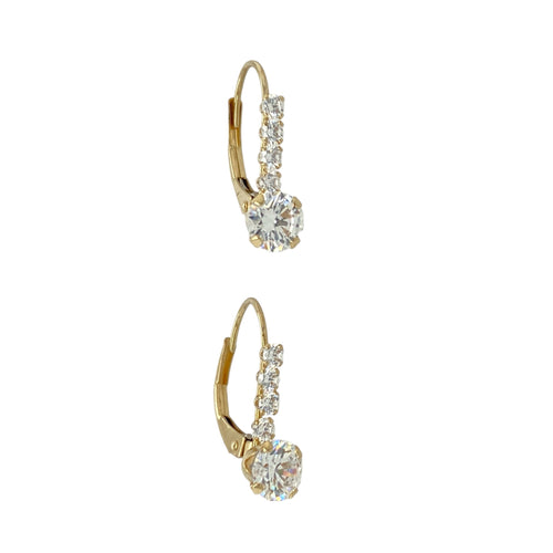 14ct Gold & Cubic Zirconia Set Drop Earrings