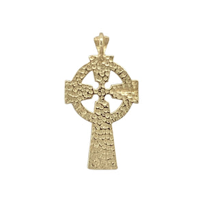 Bring spiritual symbolism and heritage style to your collection with this pre-owned 9ct yellow gold patterned Celtic cross pendant, blending traditional design with intricate detail—perfect for meaningful wear or a thoughtful gift.

Design: The pendant features a classic Celtic cross with detailed patterning throughout, representing faith, unity, and eternal life in a timeless form.
