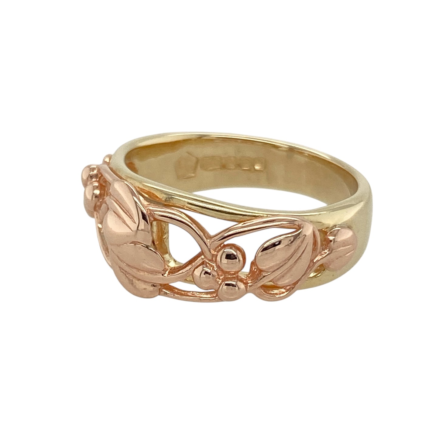 Bring symbolic beauty and elegant Welsh craftsmanship to your collection with this pre-owned 9ct yellow and rose gold Clogau Tree of Life ring, blending meaningful design with timeless style—perfect for everyday wear or thoughtful gifting.

Design: The front of the ring features an 8mm high Tree of Life motif in flowing yellow and rose gold vines, representing growth, renewal, and connection through generations.
