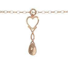Load image into Gallery viewer, Bring heartfelt tradition and Welsh heritage to your collection with this pre-owned 9ct rose Welsh gold heart lovespoon pendant on an 18&quot; belcher chain, combining cultural symbolism with elegant craftsmanship—perfect for meaningful gifting or everyday sentiment.

Design: The pendant features a traditional lovespoon design with an open heart motif, symbolising love and affection, measuring 4.1cm long including the bail.

