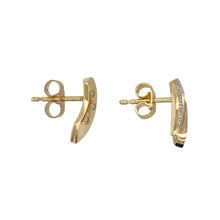 Load image into Gallery viewer, Bring sleek sparkle and modern elegance to your collection with these pre-owned 9ct yellow gold diamond set bar stud earrings, featuring a minimalist design with refined brilliance—perfect for everyday wear or subtle occasion styling.

Design: Each earring features a slim vertical bar set with multiple diamonds, offering clean lines and a contemporary silhouette with added shimmer.

