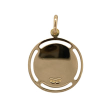 Load image into Gallery viewer, Bring timeless protection and rich craftsmanship to your collection with this pre-owned 18ct yellow gold round St Christopher pendant, a classic symbol of safe travels and spiritual guidance—perfect for daily wear or meaningful gifting.

Design: The pendant features a detailed depiction of St Christopher carrying the Christ child, set within a polished round frame that highlights the fine engraving.
Material: Made from 18-carat yellow gold, the polished finish provides a luxurious glow and enduring quality.
