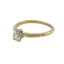 Load image into Gallery viewer, Elevate your collection with classic elegance and unique charm in this pre-owned 18ct yellow gold pear-shaped diamond solitaire ring—refined, timeless, and full of character.

Design: Featuring a striking pear-shaped diamond of approximately 0.39ct, this solitaire ring showcases a graceful and elongated silhouette that catches the light beautifully.
Material: Made from 18-carat yellow gold, the warm-toned band enhances the soft lemon hue of the diamond, creating a sophisticated and subtle contrast.

