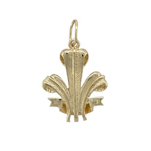 Load image into Gallery viewer, Show your pride and heritage with this pre-owned 9ct yellow gold Welsh Three Feathers pendant—a bold and meaningful emblem with timeless appeal.

Design: This pendant features the iconic Prince of Wales’s Three Feathers crest, detailed in rich yellow gold with flowing lines and symbolic strength.
Material: Made from 9-carat yellow gold, the warm tone enhances the depth of the design while offering a classic and enduring finish.


