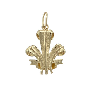 Show your pride and heritage with this pre-owned 9ct yellow gold Welsh Three Feathers pendant—a bold and meaningful emblem with timeless appeal.

Design: This pendant features the iconic Prince of Wales’s Three Feathers crest, detailed in rich yellow gold with flowing lines and symbolic strength.
Material: Made from 9-carat yellow gold, the warm tone enhances the depth of the design while offering a classic and enduring finish.
