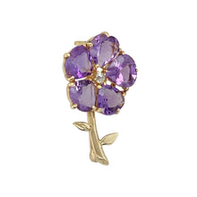 Load image into Gallery viewer, 9ct Gold Diamond &amp; Amethyst Set Flower Brooch
