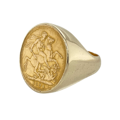 9ct Gold Mount & 22ct Gold Full Sovereign Ring