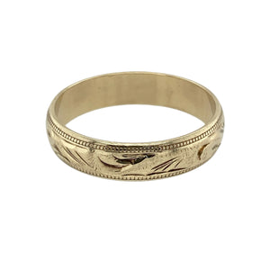 9ct Gold 5mm Patterned Band Ring