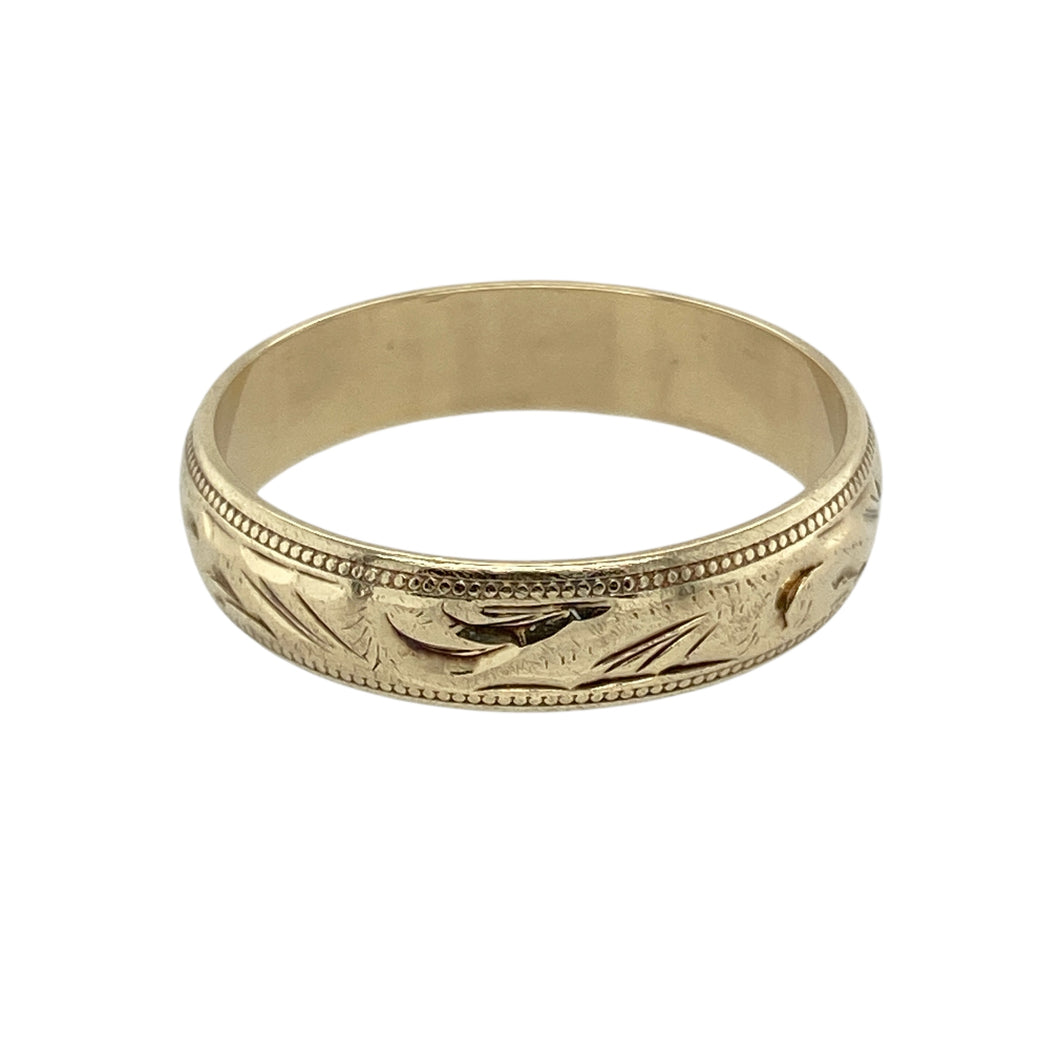 9ct Gold 5mm Patterned Band Ring