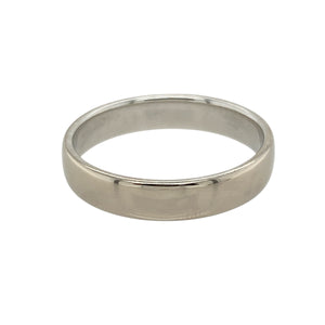 Timeless and elegant, this pre-owned 18ct white gold wedding band ring is a classic symbol of commitment—refined, durable, and made to last.

Design: This traditional 4mm wide band features a smooth, polished surface with a clean, modern profile—ideal for everyday wear or formal occasions.
Material: Made from 18-carat white gold, the band offers a bright, luxurious finish with excellent durability and lasting shine.
