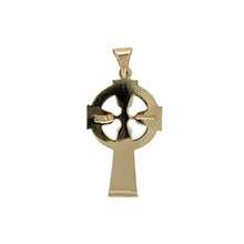 Load image into Gallery viewer, Celebrate heritage and faith with this pre-owned 9ct yellow gold Celtic cross pendant—a timeless design rich in symbolism and tradition.

Design: This pendant features the iconic Celtic cross, detailed with traditional knotwork that represents eternity, unity, and spiritual strength.
Material: Made from 9-carat yellow gold, the polished finish highlights the intricate pattern and adds a warm, classic glow.

