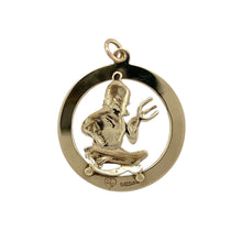 Load image into Gallery viewer, Channel myth, power, and timeless design with this pre-owned 9ct yellow gold Poseidon round pendant—a bold piece inspired by ancient legend.

Design: This round pendant features a detailed depiction of Poseidon, the Greek god of the sea, framed within a polished circular border that enhances its classical aesthetic.
Material: Made from 9-carat yellow gold, the rich finish adds depth and warmth to the intricate design, giving it a regal, timeless look.

