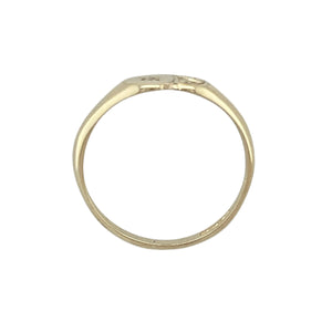 9ct Gold & Diamond Set Patterned Heart Signet Ring