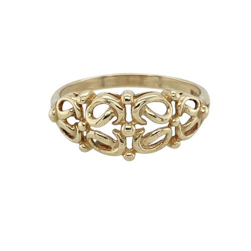 9ct Gold Filigree Patterned Ring