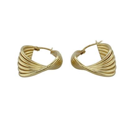 Make a bold and elegant statement with these pre-owned 9ct gold fancy six strand twist creole earrings—striking in design, rich in detail, and timeless in appeal.

Design: These standout creole earrings feature an intricate six-strand twisted design, creating a layered, flowing effect with beautiful dimension and movement.
Material: Made from 9-carat gold, the high-polish finish enhances the sculptural twist and adds a radiant, luxurious glow.
