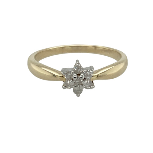 9ct Gold & Diamond Set Small Flower Cluster Ring