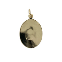 Load image into Gallery viewer, Carry protection and timeless tradition with this pre-owned 9ct yellow gold oval St Christopher pendant—a meaningful symbol in a classic, elegant design.

Design: This oval-shaped pendant features a detailed depiction of St Christopher, the patron saint of travellers, offering both spiritual significance and refined style.
Material: Made from 9-carat yellow gold, the polished finish highlights the intricate design and provides a warm, radiant glow.

