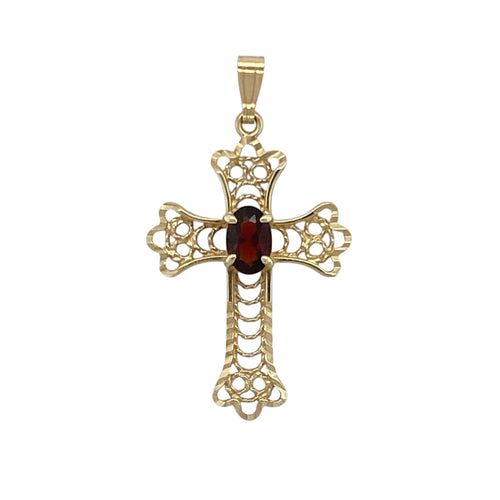 9ct Gold & Garnet Set Cross Pendant