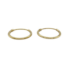 Load image into Gallery viewer, Keep it simple and stylish with these pre-owned 9ct yellow gold plain hoop earrings—delicate, lightweight, and effortlessly versatile.

Design: These classic hoop earrings feature a smooth, polished finish and minimalist round shape, offering timeless appeal in a subtle size.
Material: Made from 9-carat yellow gold, the bright, warm tone adds a touch of everyday elegance.
Earring Detail: Perfect for second piercings, layering, or minimalist styling, these hoops are a go-to essential for any jewellery
