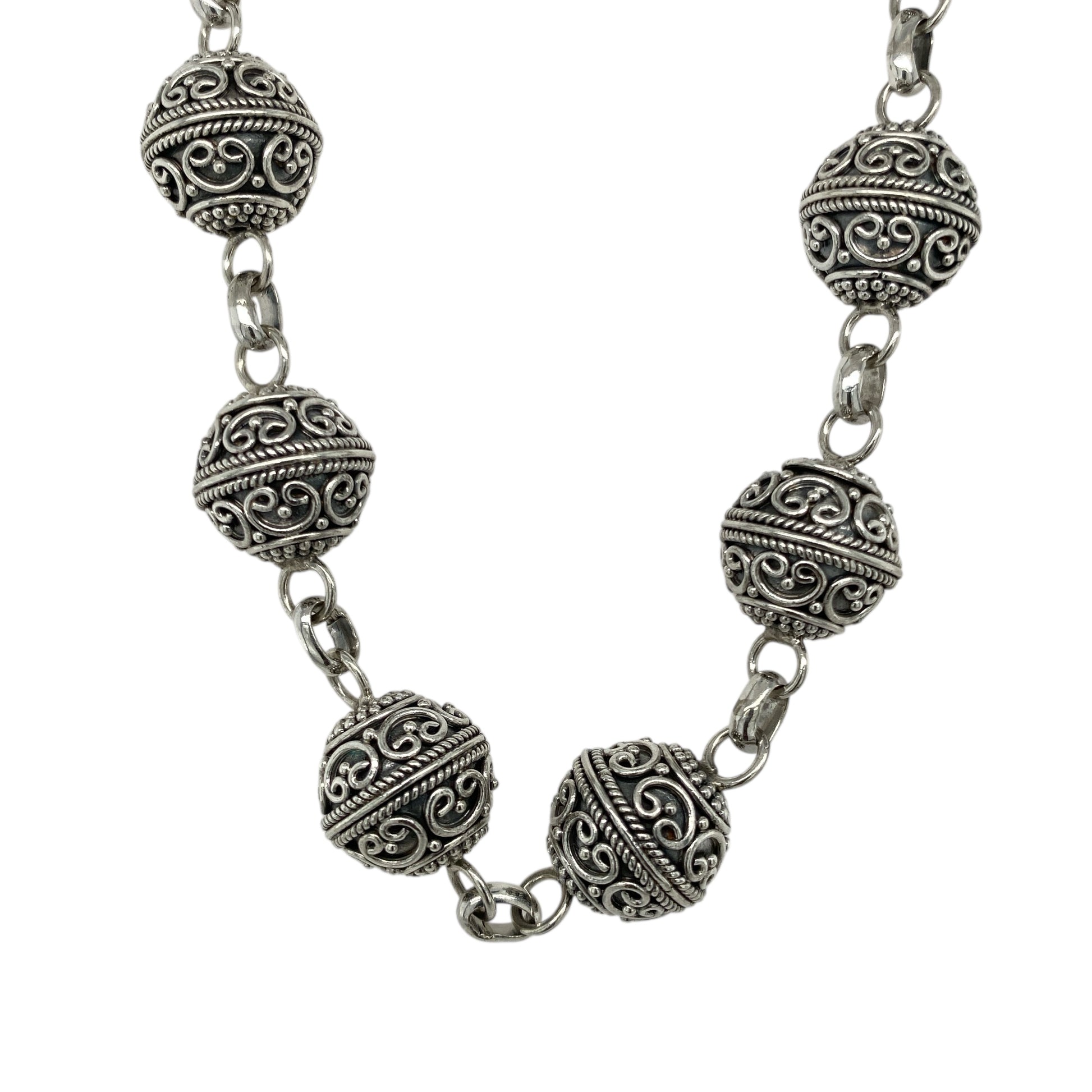 925 Silver Patterned Ball 18" Chain/Necklace