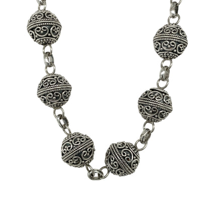 925 Silver Patterned Ball 18" Chain/Necklace