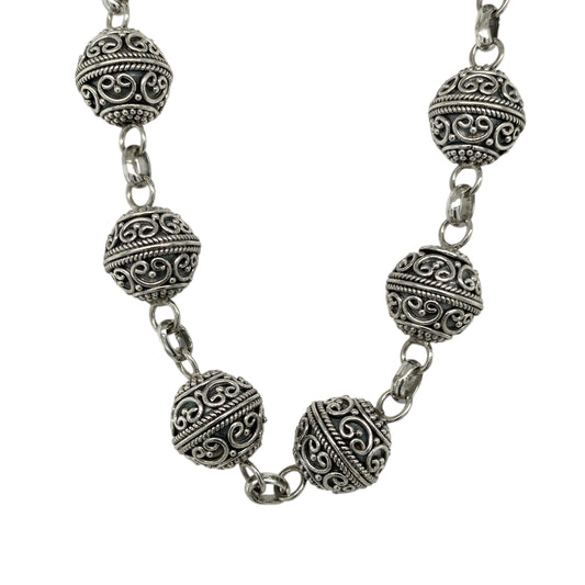 925 Silver Patterned Ball 18" Chain/Necklace