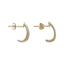 Load image into Gallery viewer, Add modern sparkle and subtle curve to your collection with these pre-owned 9ct yellow gold cubic zirconia set curved bar stud earrings—sleek, stylish, and easy to wear.

Design: These contemporary studs feature a gently curved gold bar design, each adorned with a row of sparkling cubic zirconia for a refined and elegant shimmer.
Material: Made from 9-carat yellow gold, the polished finish enhances the brilliance of the stones and adds a warm, radiant glow.

