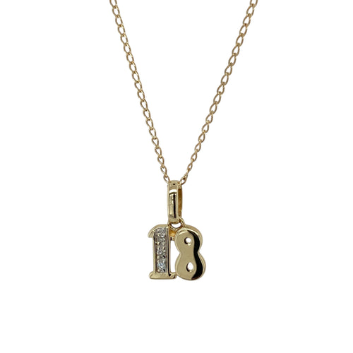 9ct Gold & Diamond Set '18' 18