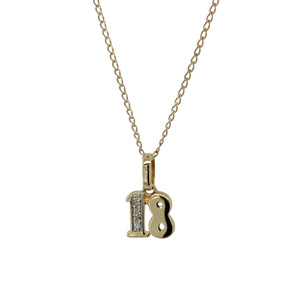 9ct Gold & Diamond Set '18' 18" Necklace