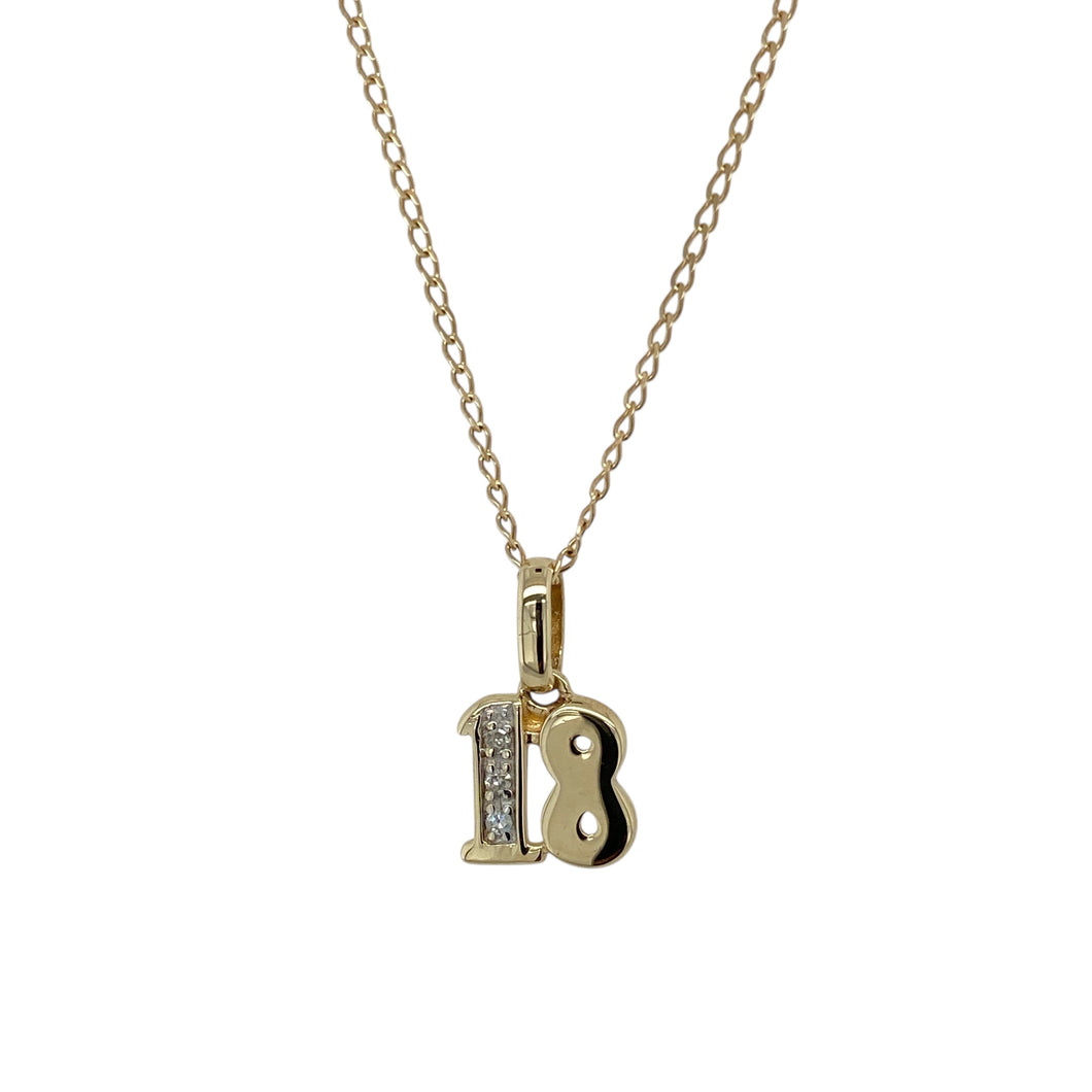 9ct Gold & Diamond Set '18' 18