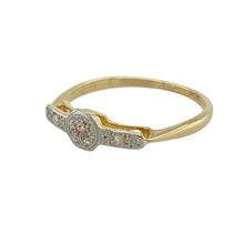 Load image into Gallery viewer, Add vintage sophistication and geometric charm to your collection with this pre-owned 18ct yellow gold and platinum diamond set Art Deco style ring—elegant, timeless, and full of classic character.

Design: The ring features an Art Deco inspired design with sharp lines and symmetrical detail, set with sparkling diamonds across the 5mm wide front for a refined and structured look.

