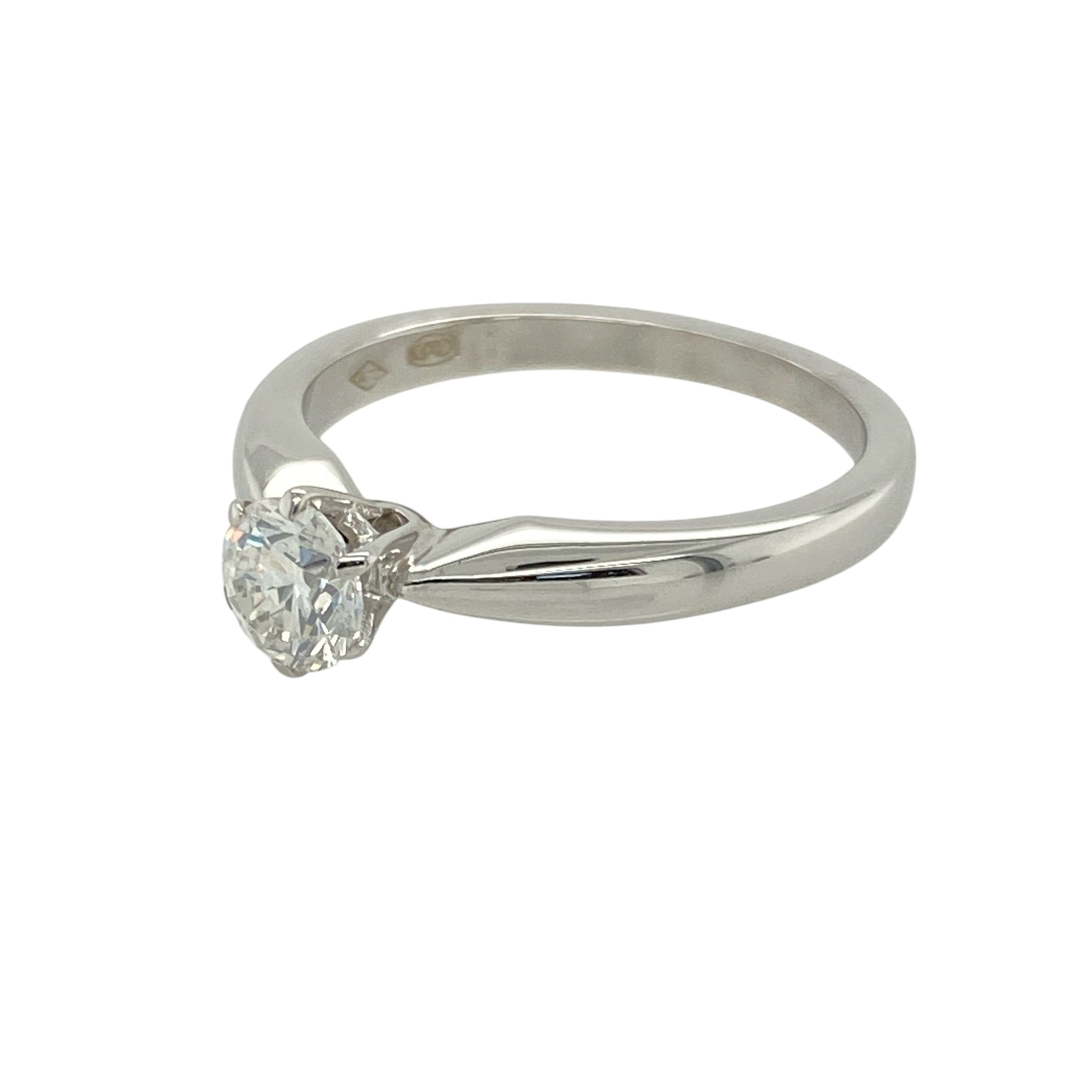 Add timeless elegance and refined brilliance to your collection with this pre-owned 18ct white gold diamond set solitaire ring—classic, sophisticated, and perfect for marking life’s most special moments.

Design: The ring features a brilliant cut diamond of approximately 0.46ct with approximate clarity Si, secured in a traditional six-claw setting for maximum light and sparkle.
