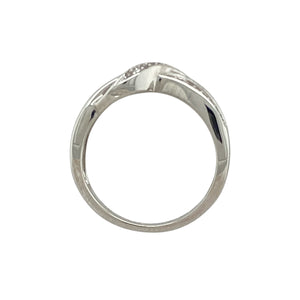 9ct White Gold & Diamond Set Wrap Over Band Ring