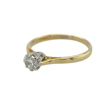 Load image into Gallery viewer, Bring timeless elegance and refined sparkle to your collection with this pre-owned 18ct yellow gold solitaire ring, featuring a brilliant-cut diamond in a classic setting—perfect for meaningful moments or everyday sophistication.

Design: The ring features a single brilliant-cut diamond of approximately 0.25ct, held in a traditional solitaire setting that highlights its natural brilliance. The diamond has an approximate clarity of SI2 and a colour grade between K and M, offering warm sparkle and character.

