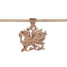 Load image into Gallery viewer, Bring national pride and fiery elegance to your collection with this pre-owned 9ct rose gold Clogau Welsh Dragon pendant necklace, accented with a diamond for added sparkle—perfect for showcasing heritage with bold style.

Design: The pendant measures 2cm long including the bail and features the iconic Welsh Dragon, symbolising strength and tradition. A single diamond adds a subtle touch of brilliance to this powerful emblem. It hangs from an 18&quot; Clogau rose gold curb chain for a cohesive and polished look.
